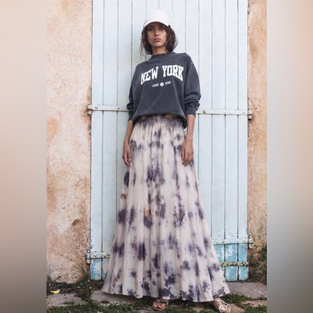 URU Kristine St. Rrik Midi Maxi Skirt Gray Tie Dye Flared